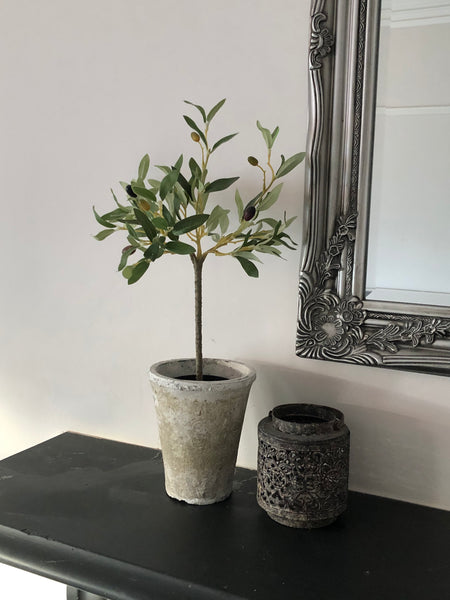 Whitewashed plant pot H13cm x D10cm