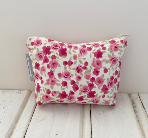 Pink Floral Fabric Make Up Bag