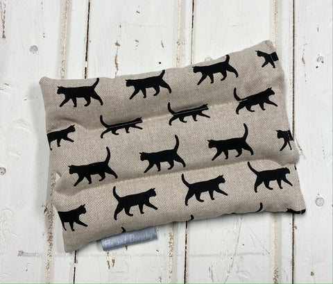Wheat Bag in Black Cat Print Fabric