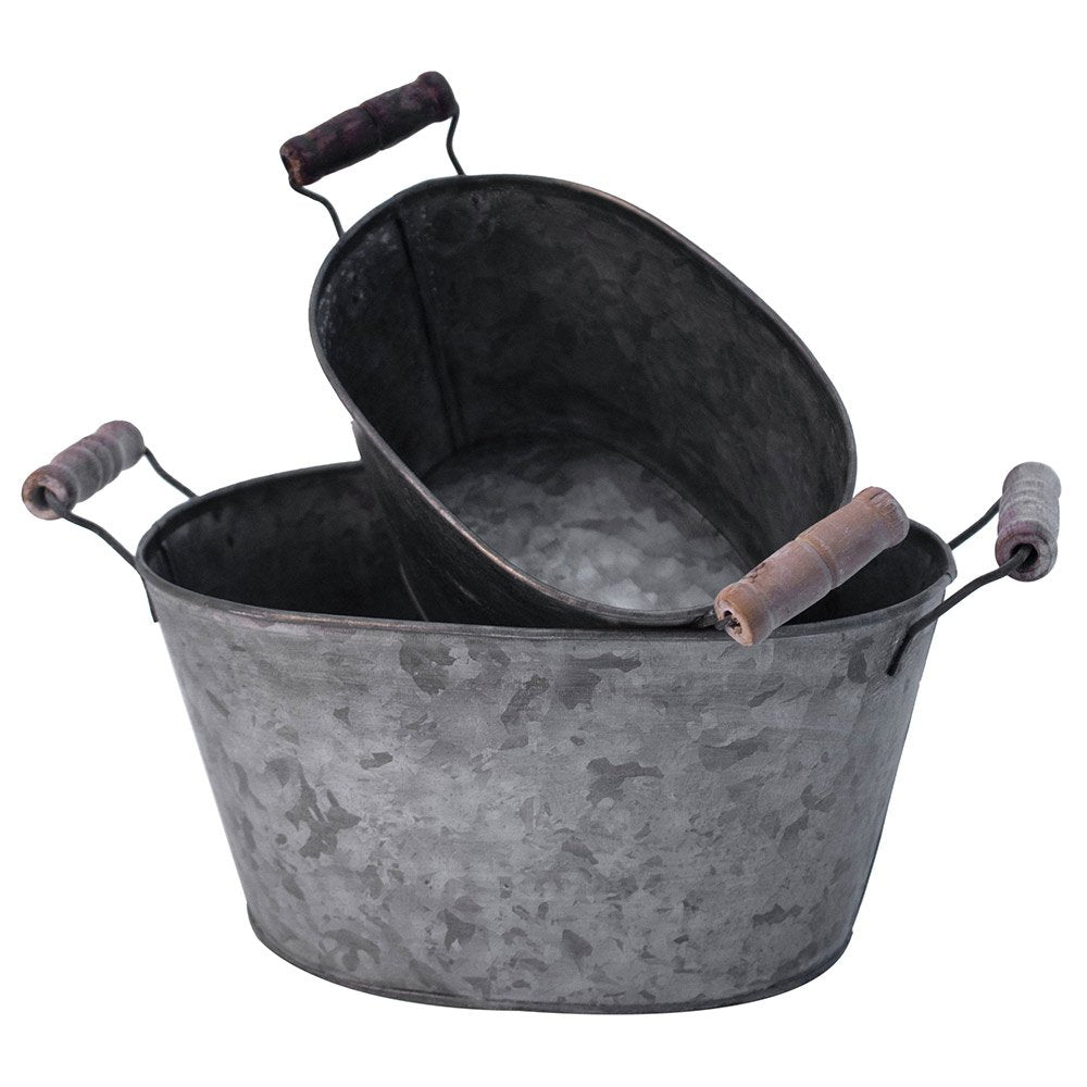 Zinc Oval Planters set of 2