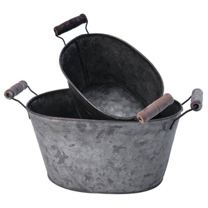 Zinc Oval Planters set of 2