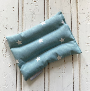 Wheat Bag in blue and white star print fabric