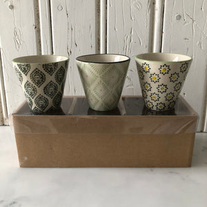 Collection of 3 Patterned Green Pots