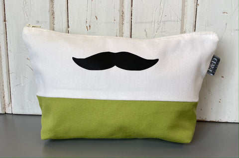 Men’s Green and White Stripe Moustache Washbag