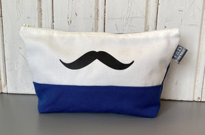 Men’s Dark Blue and White Stripe Moustache Washbag