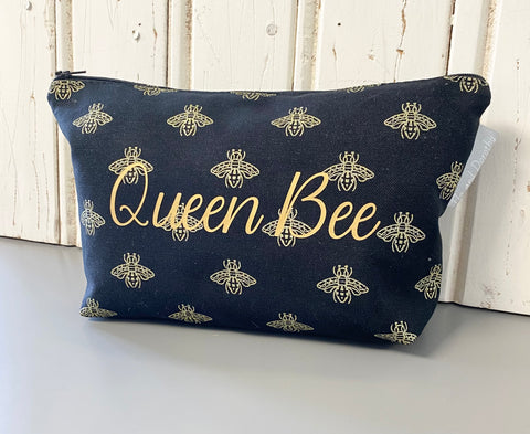 Black and Gold Queen Bee Fabric Wash bag