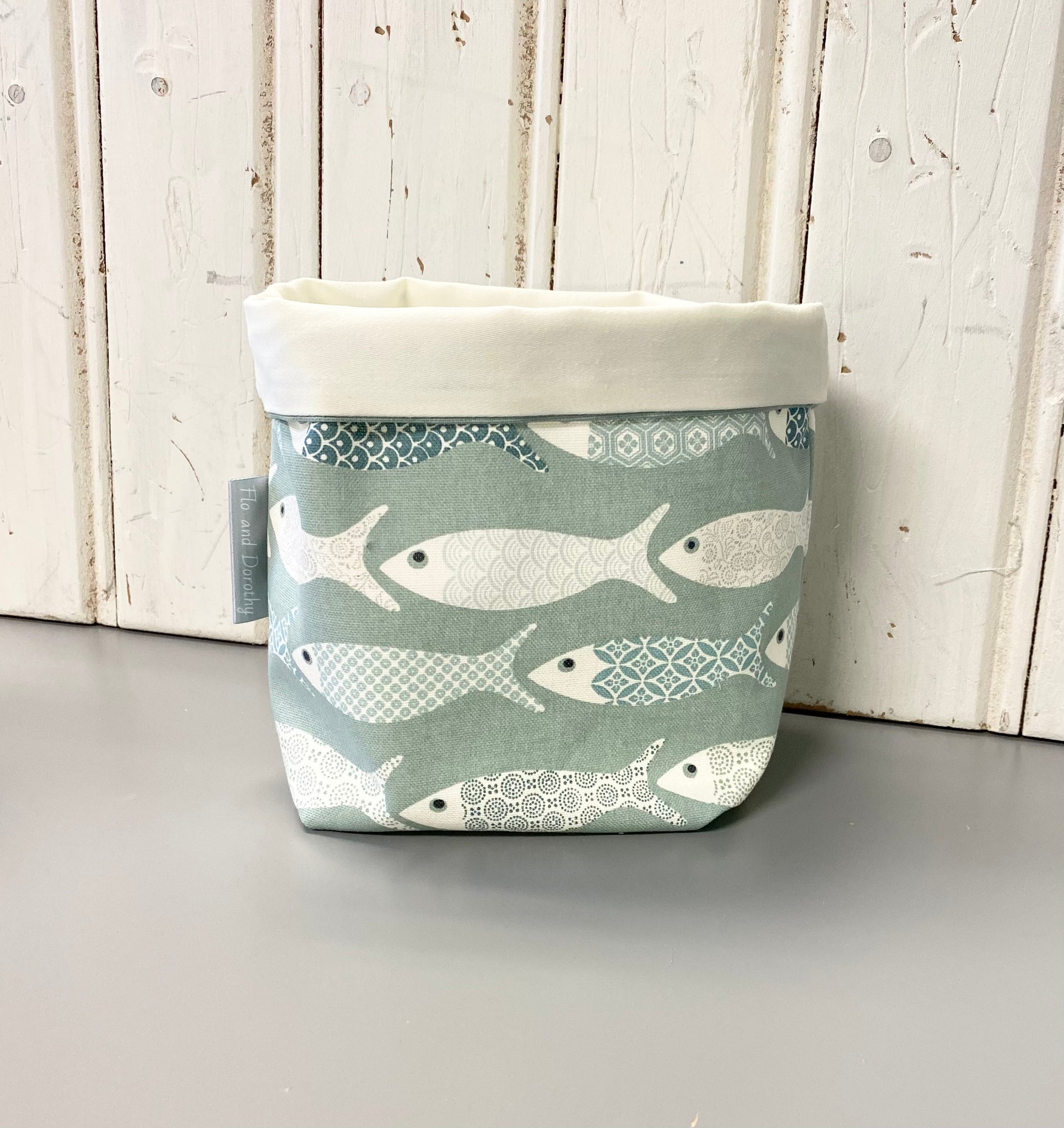 Fabric Basket in Duck Egg Fish Fabric