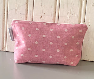 Pink Spotty Washbag Zipped Fabric Bag
