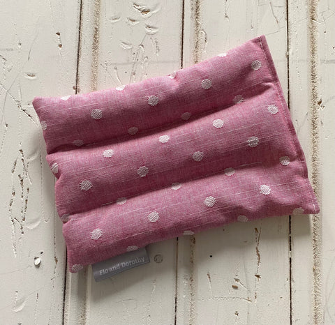 Wheat Bag in Pink and White spotty fabric