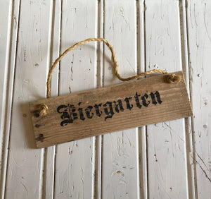 Rustic Wooden Biergarten Sign