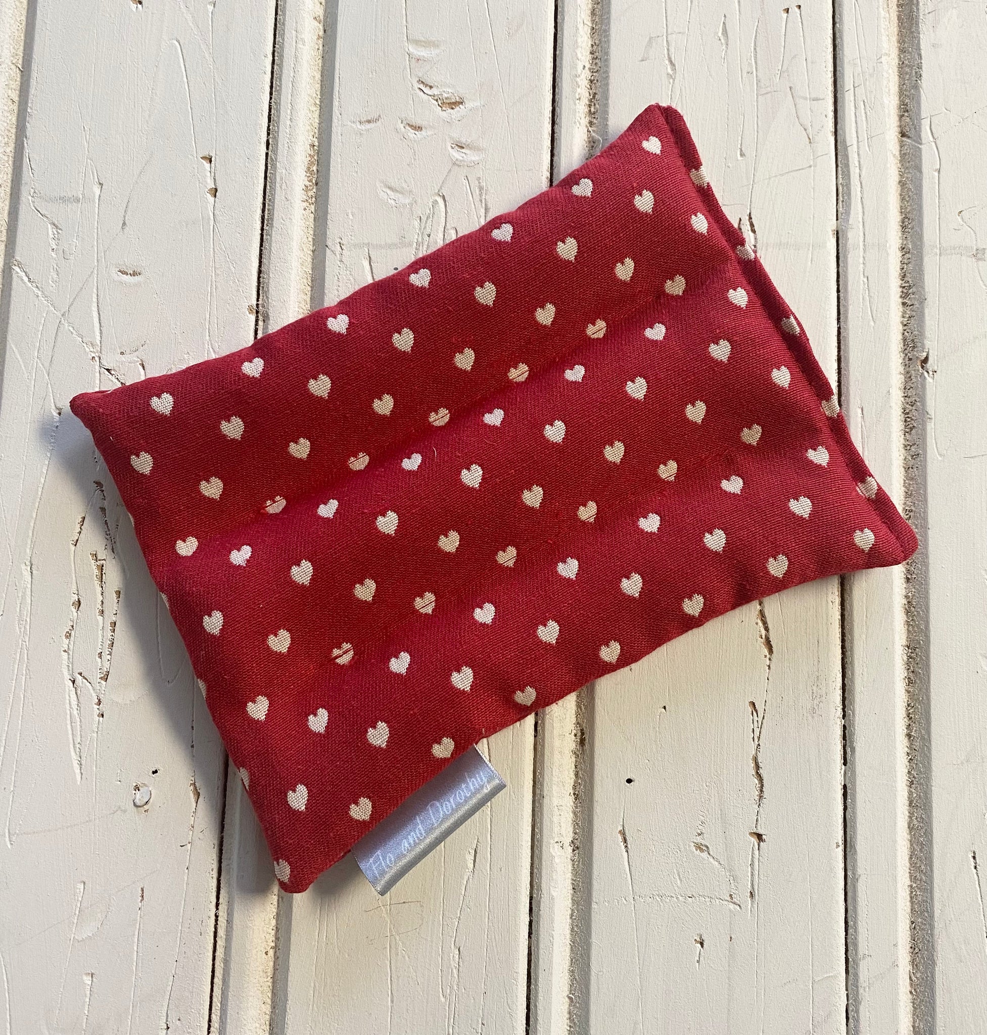 Wheat Bag in Red and White Heart Print Fabric